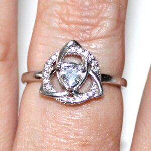 Sterling Silver Cubic Zirconia Celtic Knot Ring